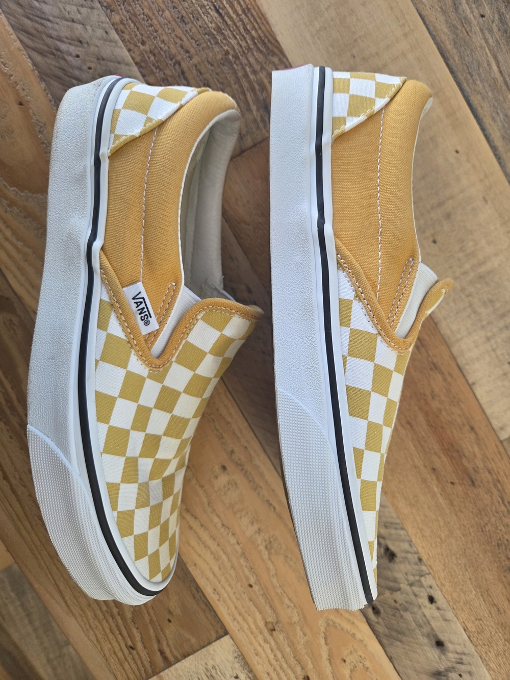 Vans Classic Slip-On Checkerboard Shoes - Yellow/White Womens 7.5 *See Callout - Picture 2 of 9